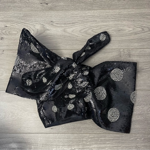 H&M Collection Sequin Bow Top Black Size 4 - Picture 3 of 7
